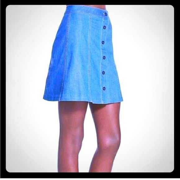 Nordstorm WAYF Button down Jean Mini Skirt XS Summer Denim - Picture 2 of 7